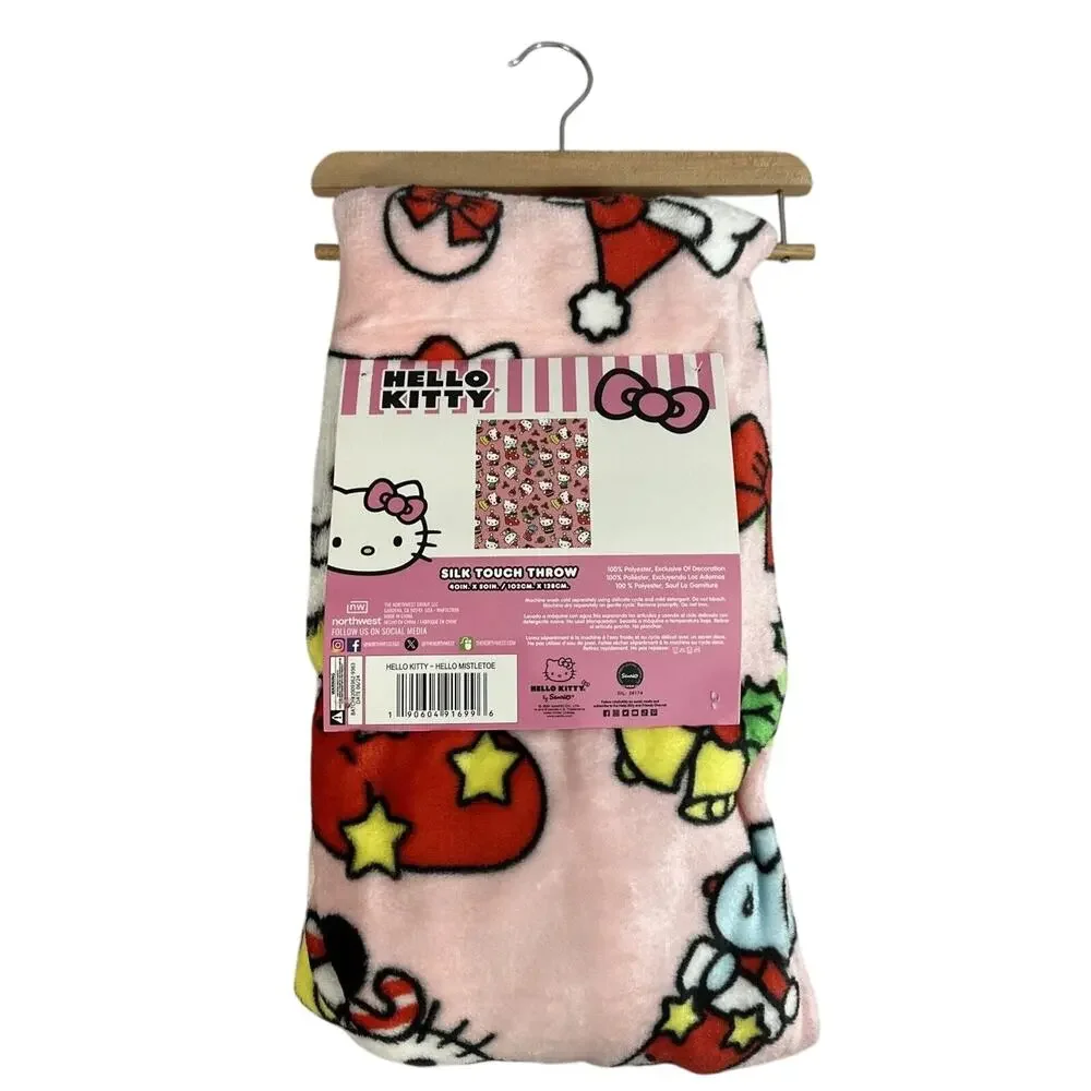 Hello Kitty Christmas Silk Throw Blanket 40 x 50 inch Santa 100% Polyester New